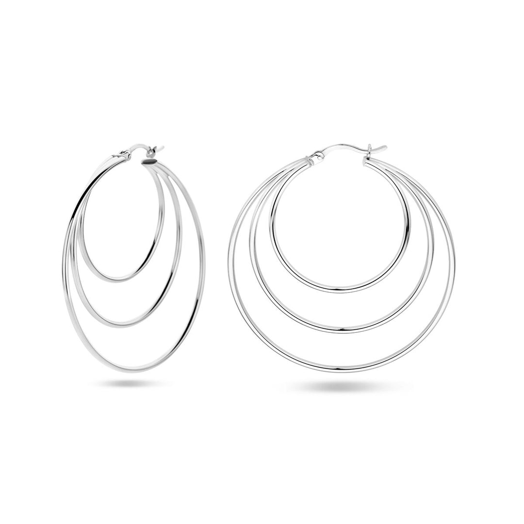 earrings round tube silver rhodium plated