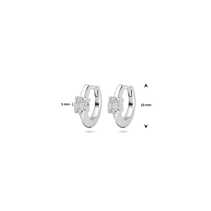 klapoorringen zirkonia 10 mm zilver gerhodineerd