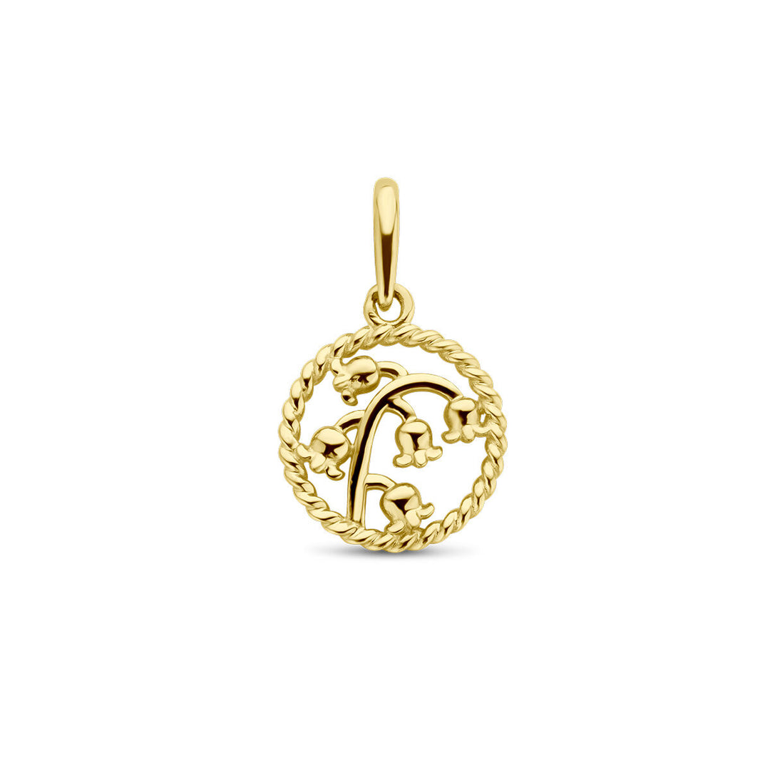 pendant with birth flower 14K yellow gold