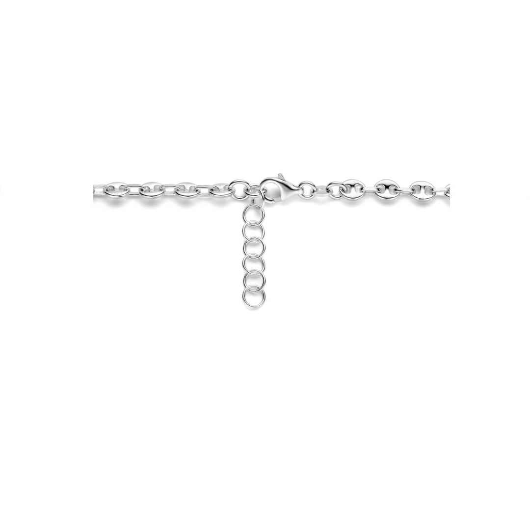 coffee bean necklace 3.7 mm 42 + 3 cm silver rhodium plated