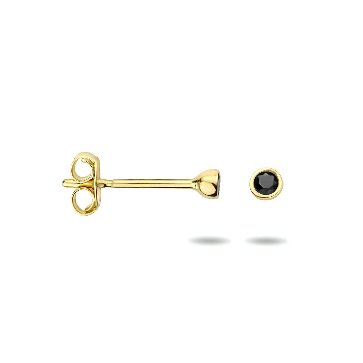 ear studs black zirconia 14K yellow gold