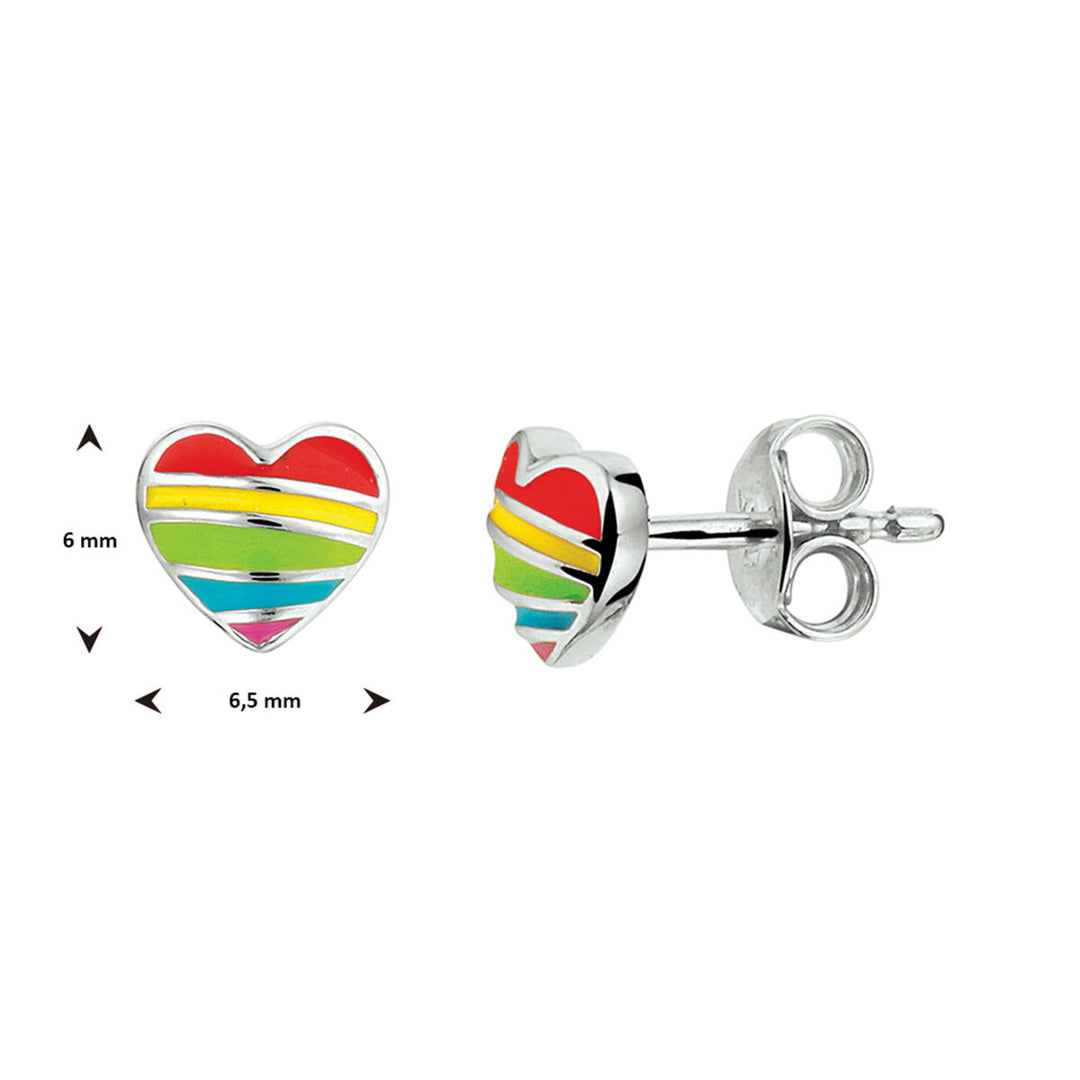 ear studs heart silver rhodium plated