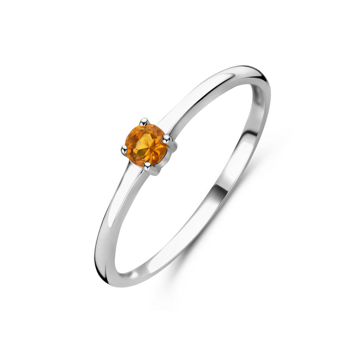 ring with birthstone November citrine silver rhodium plated