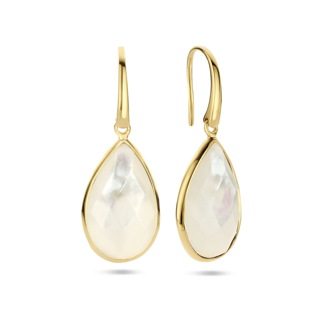 earrings mother of pearl French hook silver gold plated (yellow)
