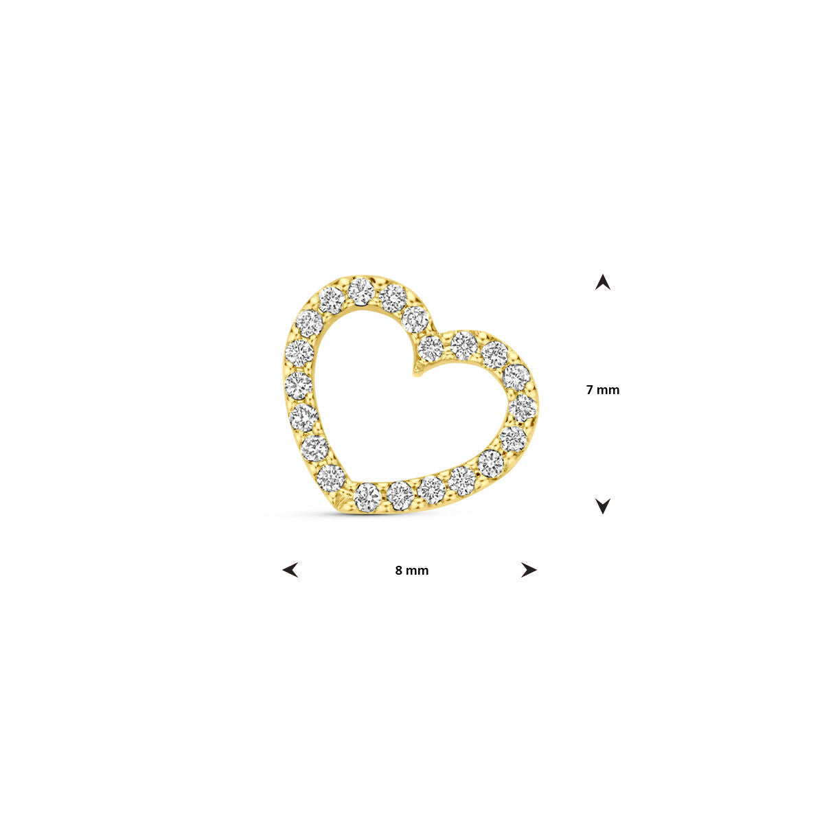 hanger hartje diamant 0.06ct h si 7 mm 14K geelgoud