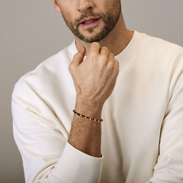 armband bolletjes 13 - 26 cm 14K goud met rubber/nylon/leer