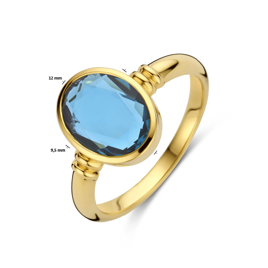 ring london blue topaas 14K geelgoud