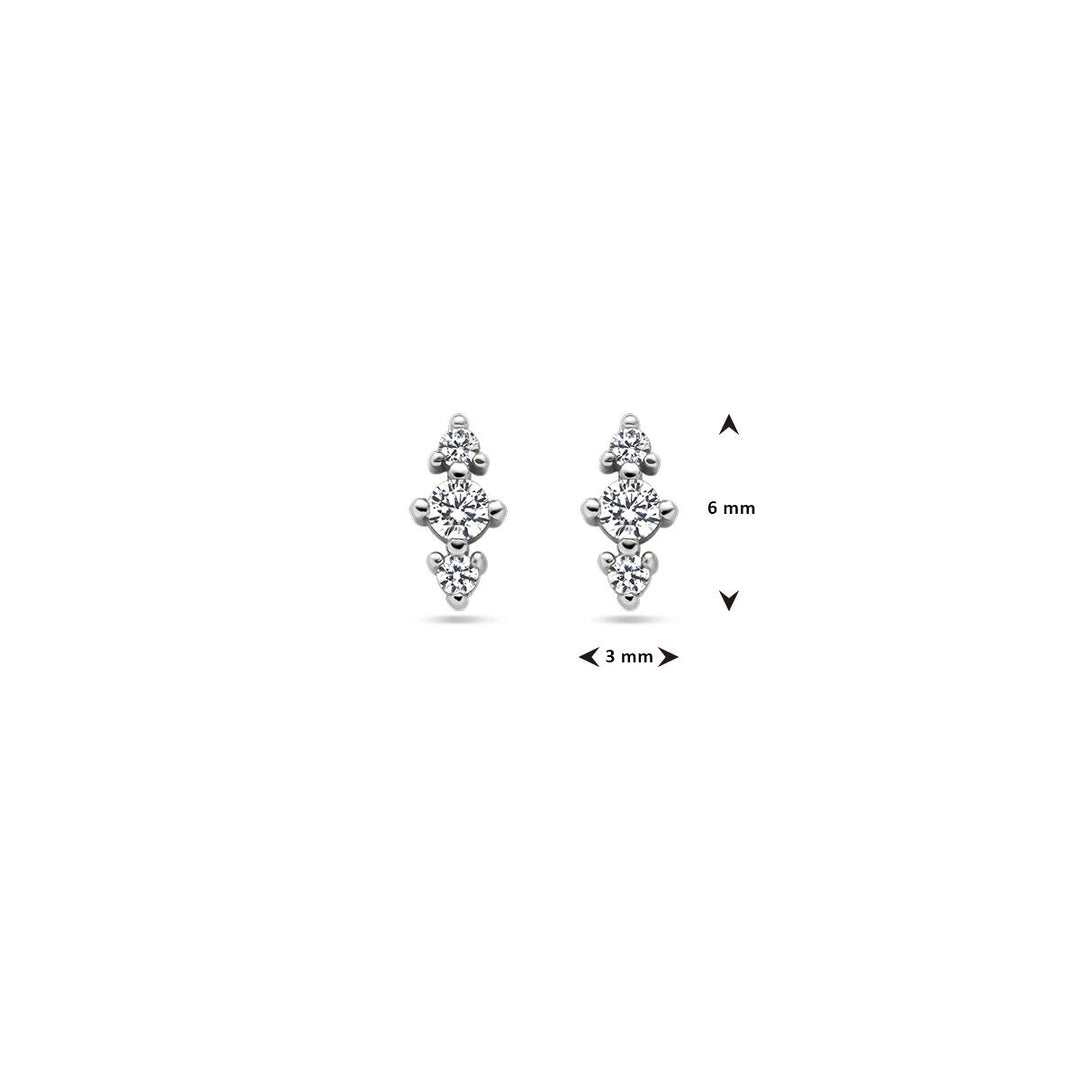 ear studs zirconia silver rhodium plated