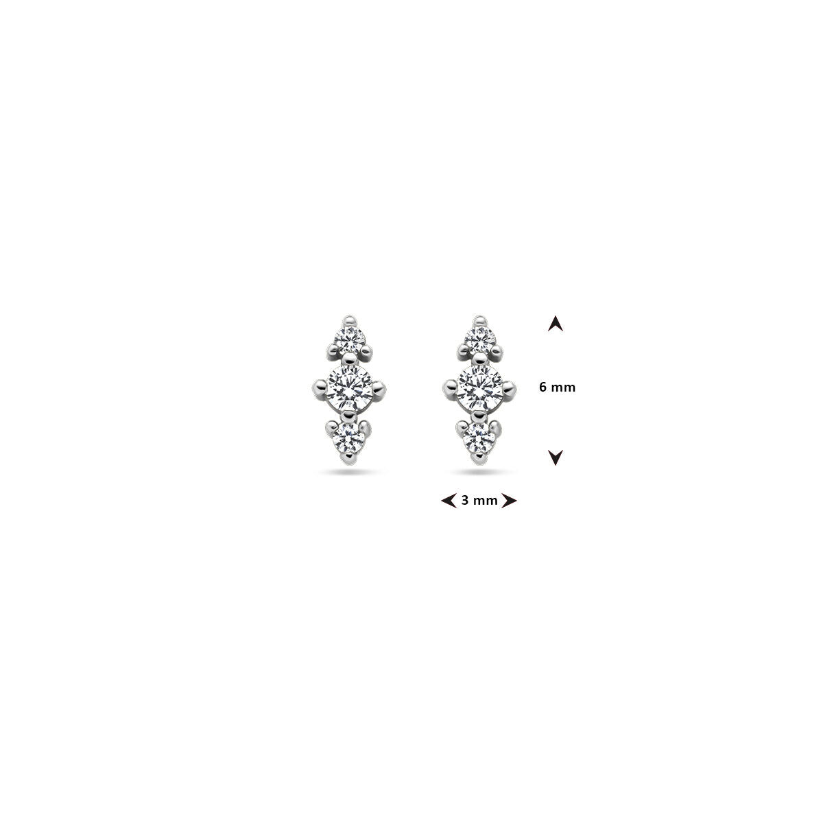 oorknoppen zirkonia zilver gerhodineerd