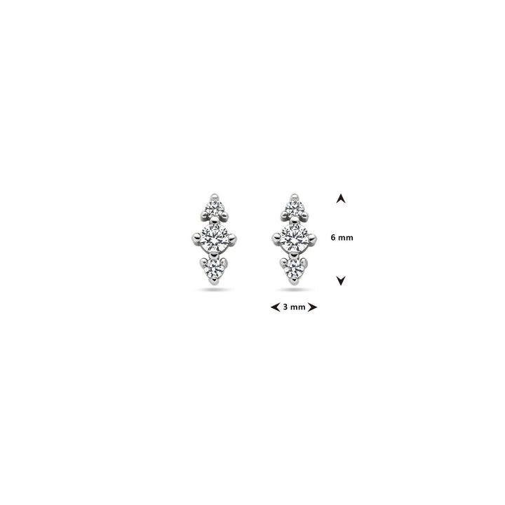 ear studs zirconia silver rhodium plated