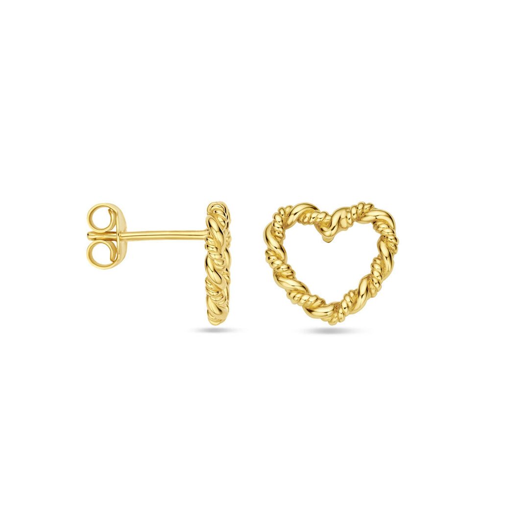 oorknoppen hart 10 mm 14K geelgoud