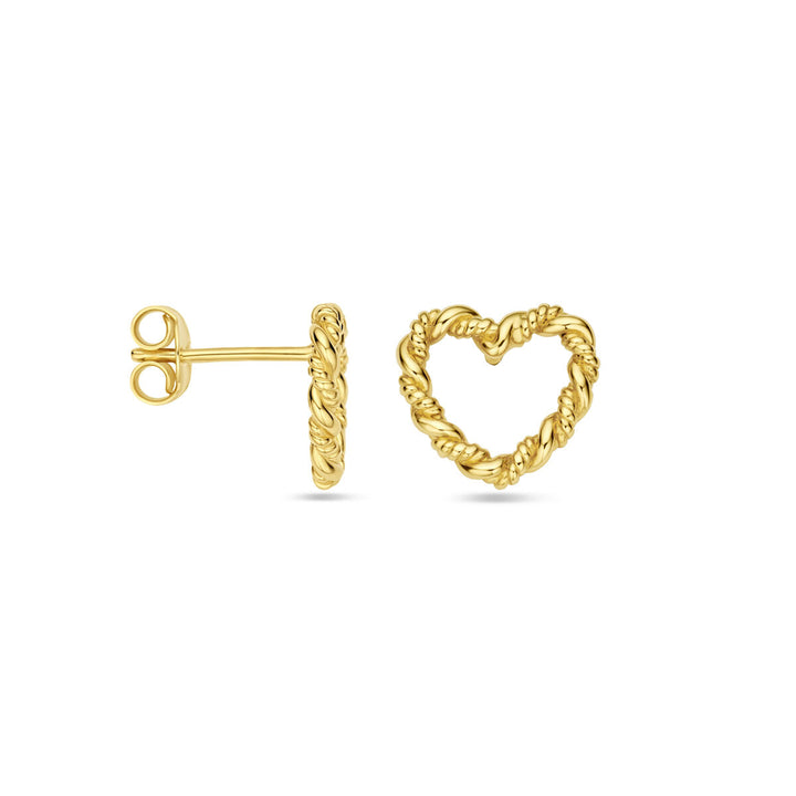 oorknoppen hart 10 mm 14K geelgoud