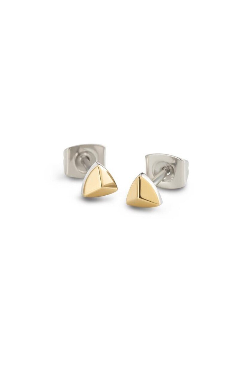 Titanium oorstekers met een gouden, driehoekige bovenkant en een glanzende afwerking.