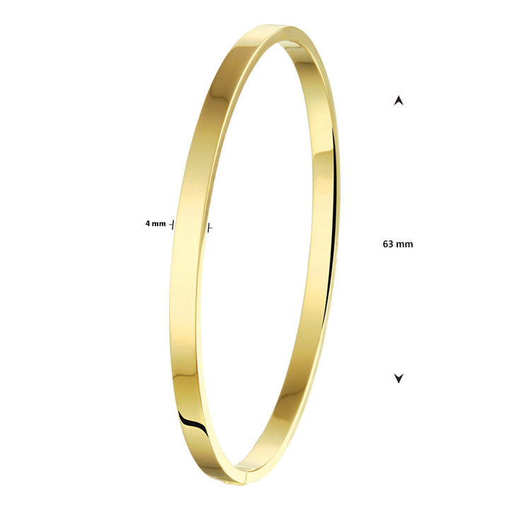 Armreif Scharnier massiv Flachrohr 4,0 mm Zilgold (Gelbgold mit Silberkern)