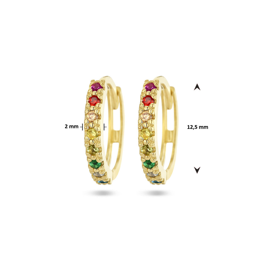 drop earrings rainbow zirconia 14K yellow gold