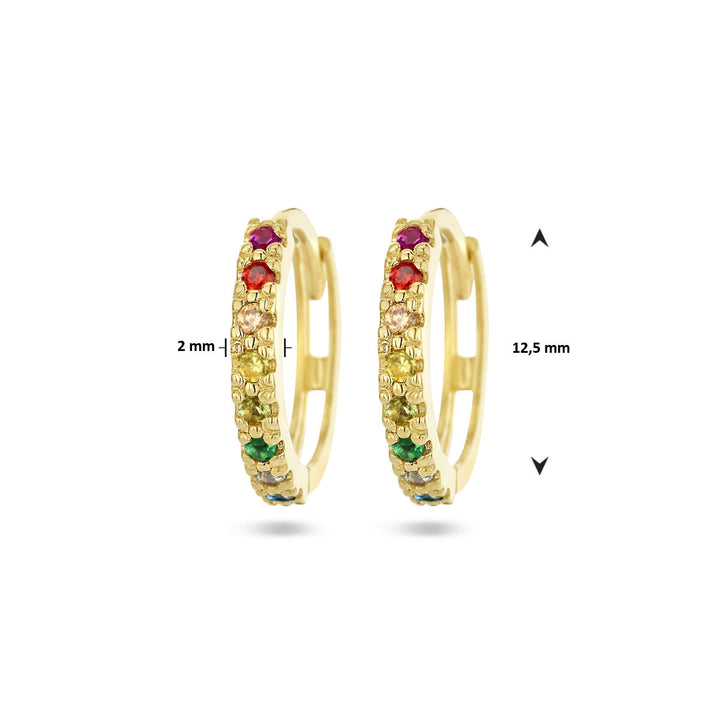 drop earrings rainbow zirconia 14K yellow gold