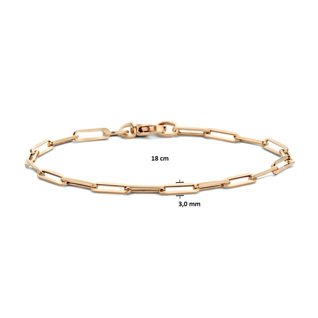 Gold bracelet ladies paper clip square tube 14K rose gold