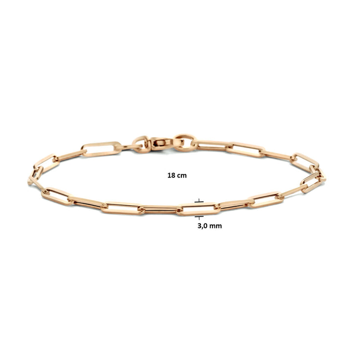 Gouden armband dames paperclip vierkante buis 14K roségoud