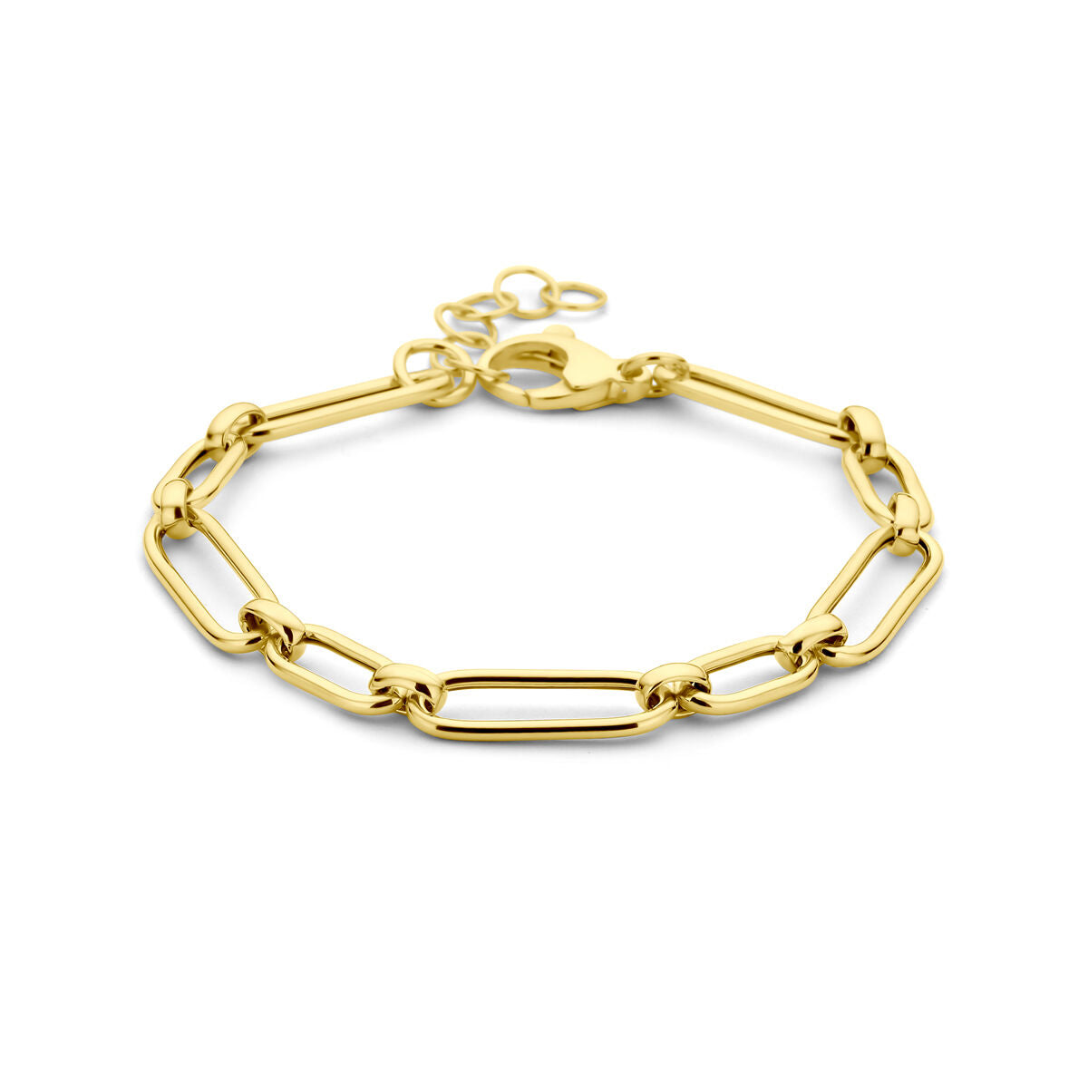 Zilveren vergulde armband van 6,0 mm met schakels, verstelbaar van 17 tot 19 cm.