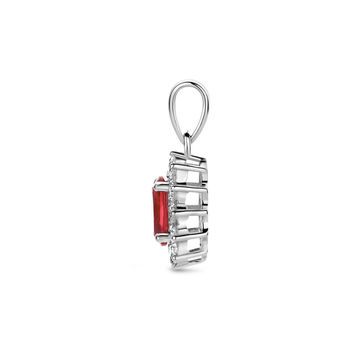 pendant corundum colored and white zirconia halo silver rhodium plated