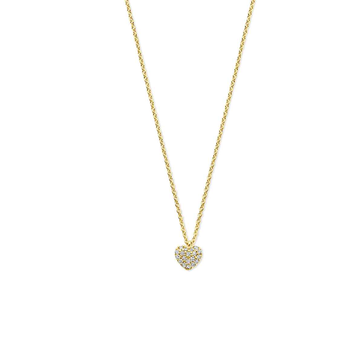 Collier van 14K geelgoud met een hartvormige hanger bezet met diamanten van 0,09 ct.