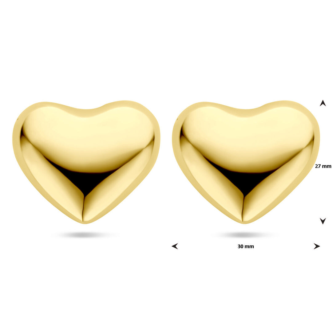 oorknoppen hartjes 27 mm 1 micron zilver verguld (geel)