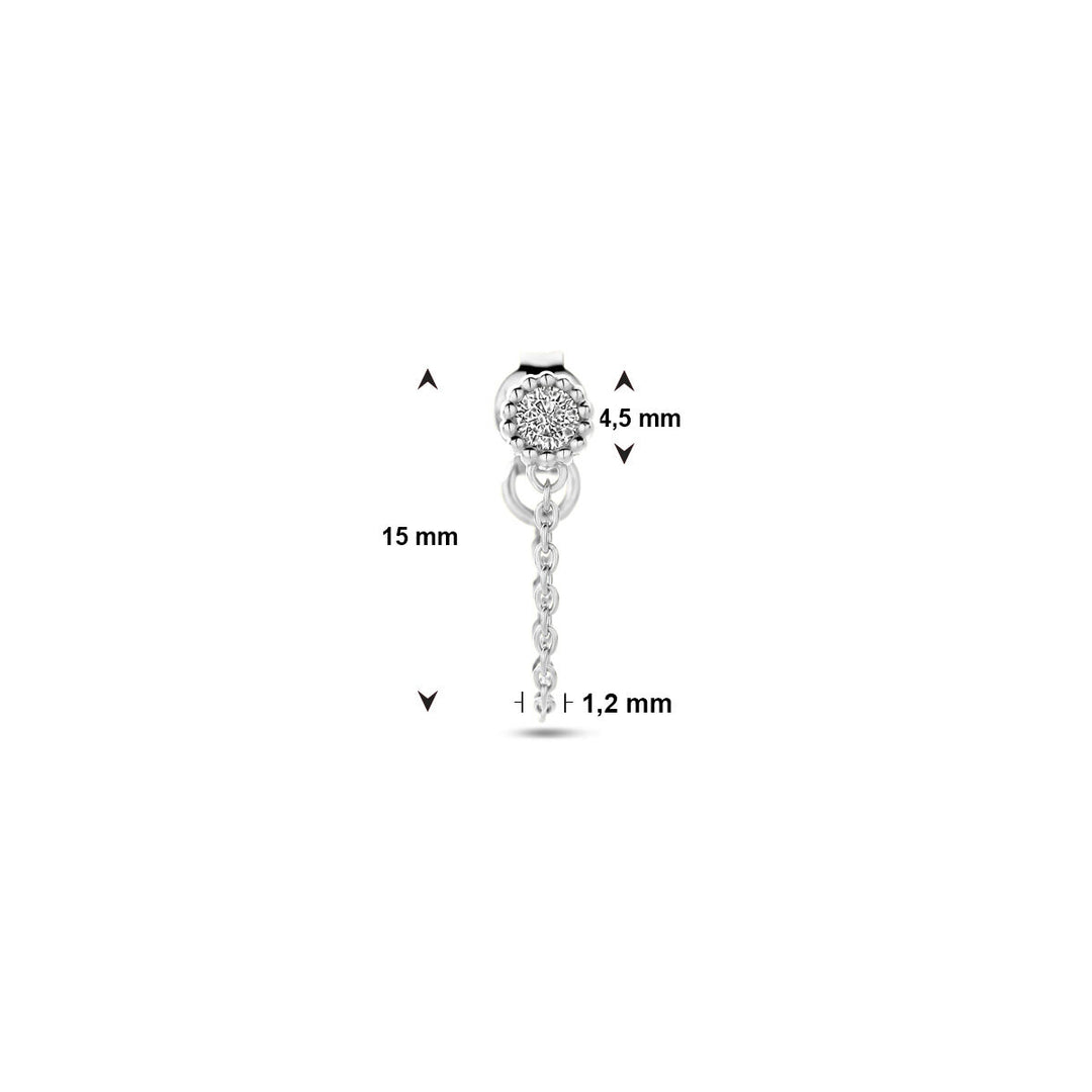 ear stud per piece zirconia silver rhodium plated