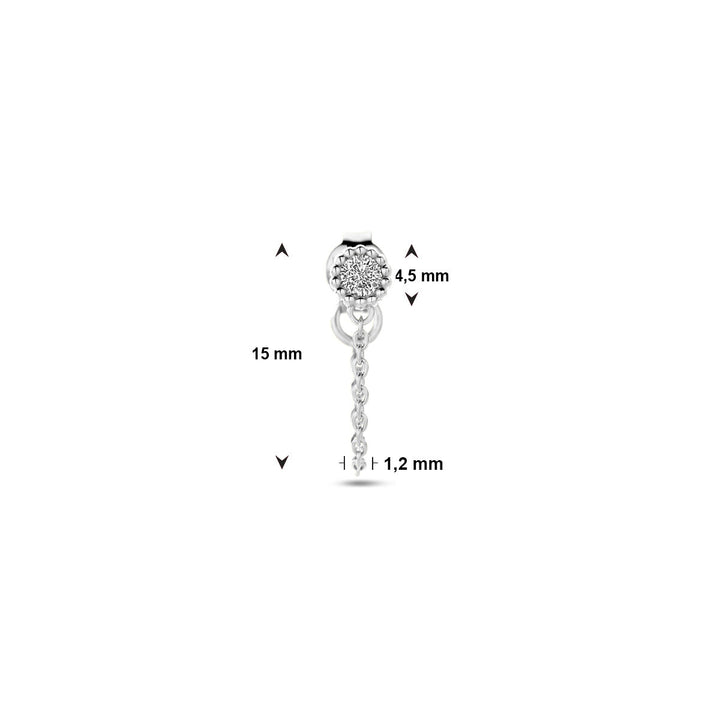 ear stud per piece zirconia silver rhodium plated
