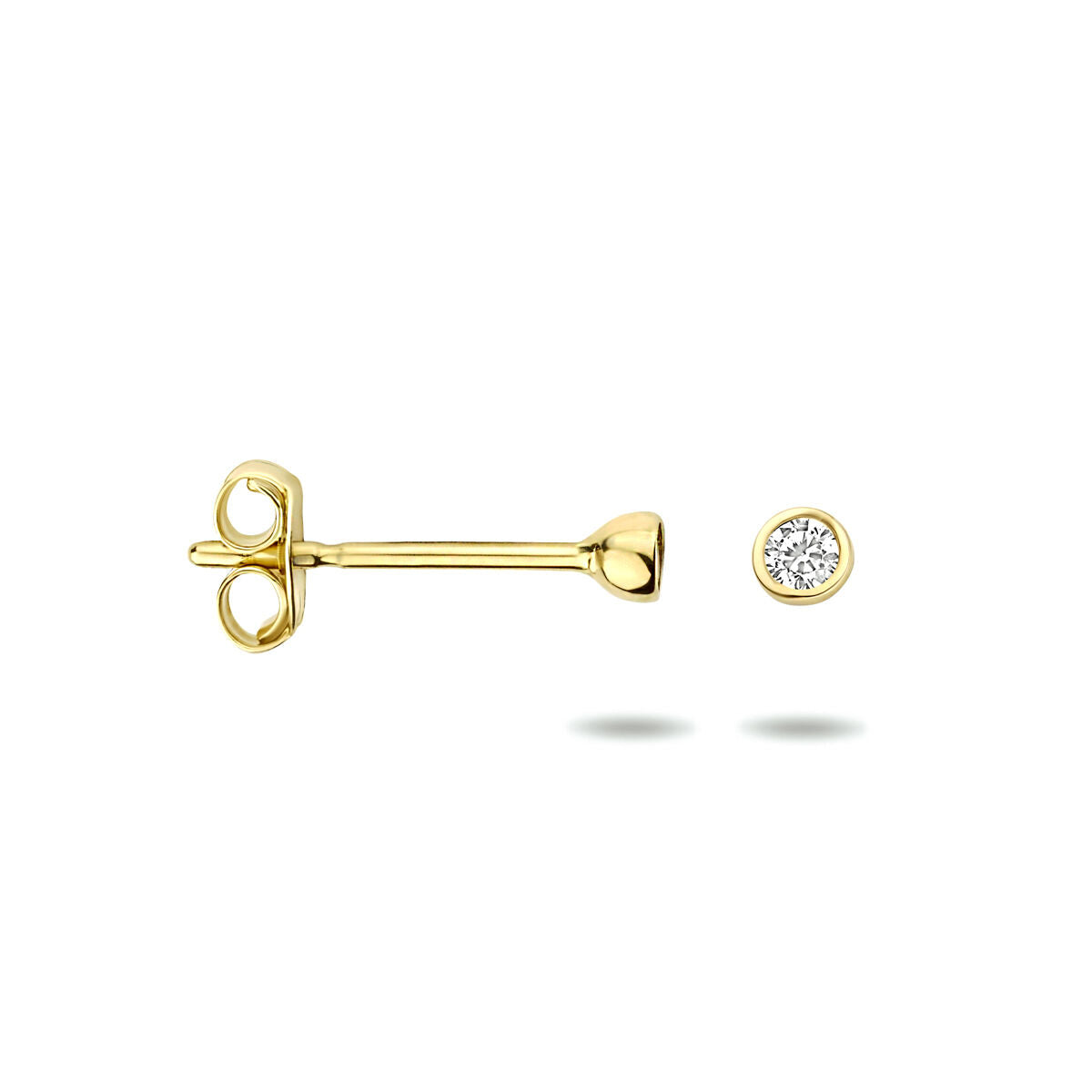 ear studs zirconia 14K yellow gold