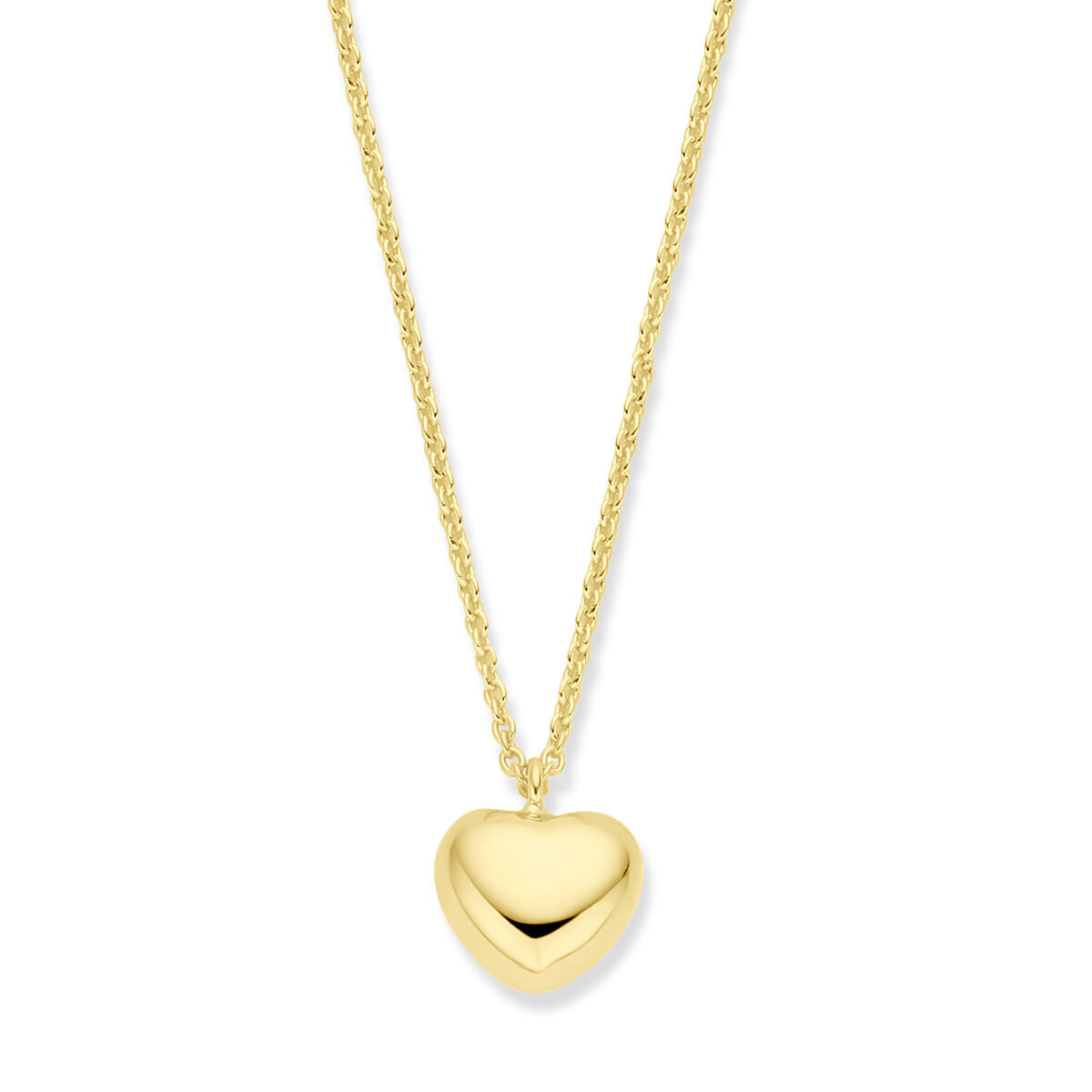 De Van der Kooij Collectie collier hart 1,5 mm 40 + 5 cm is een goudkleurige, 3 micron zilver vergulde ketting met een glanzende hartjeshanger - perfect als Valentijnscadeau.