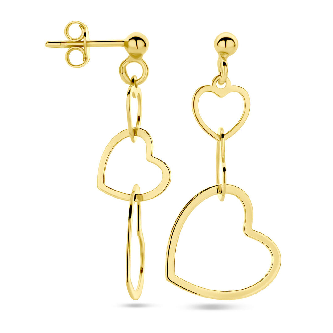 earrings hearts 1 micron silver gold plated (yellow)