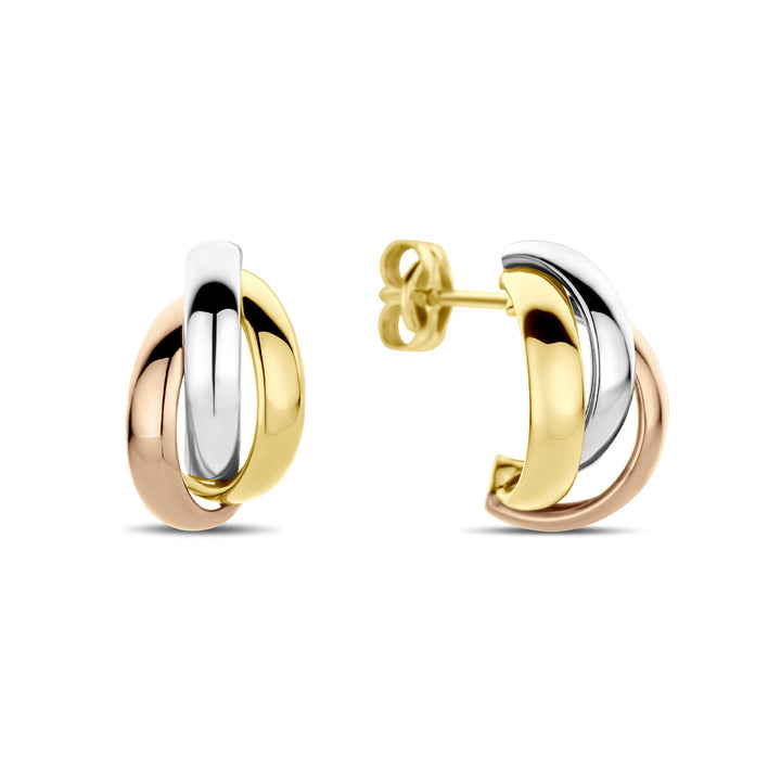 stekeroorringen tricolor 13 mm 14K tricolor goud