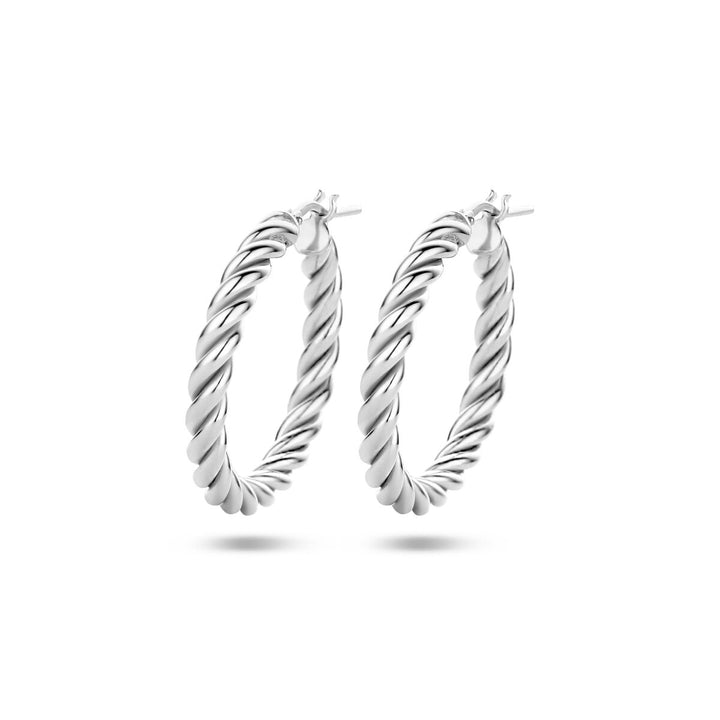 Ohrringe verdreht, Silber rhodiniert