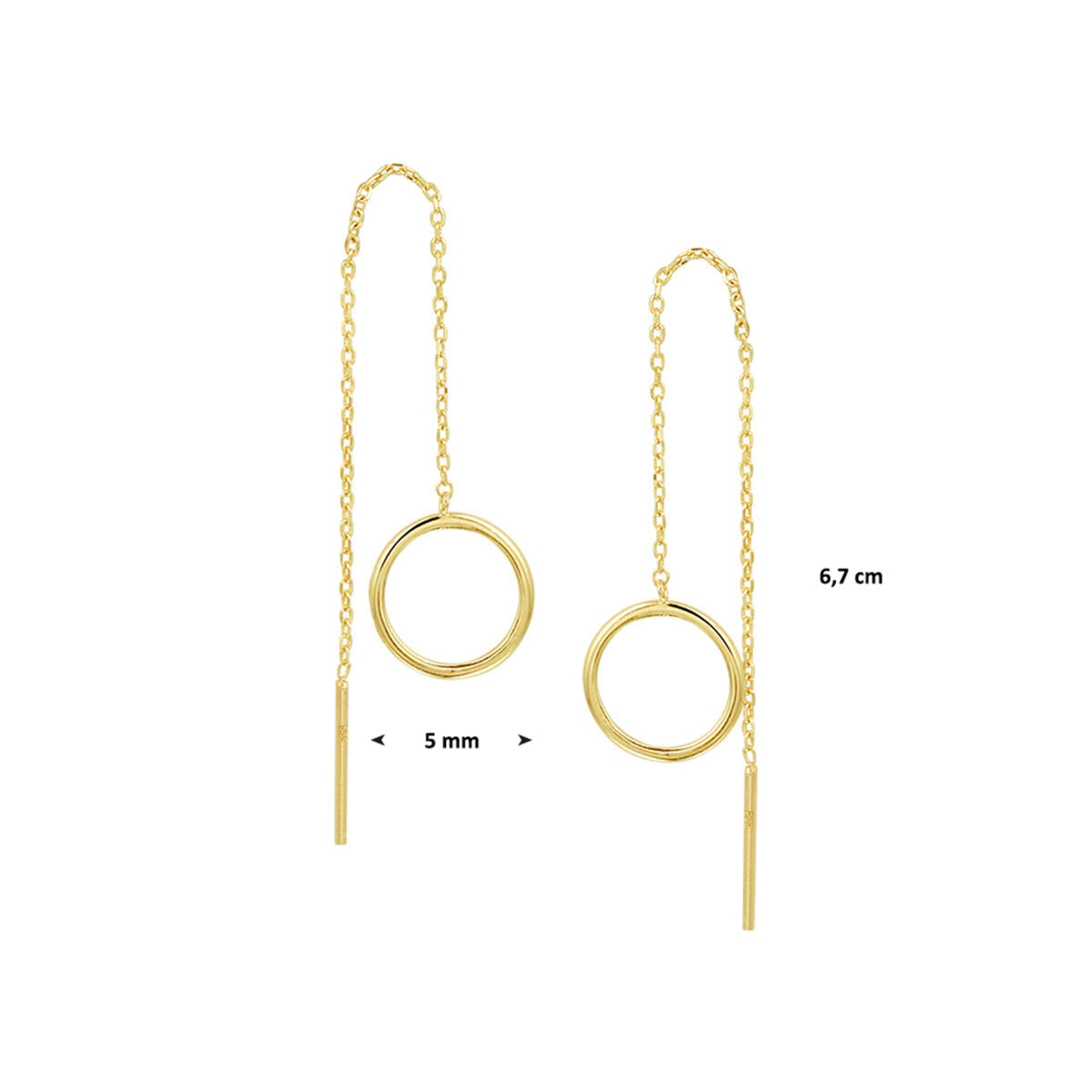pull-through earrings ring 14K yellow gold