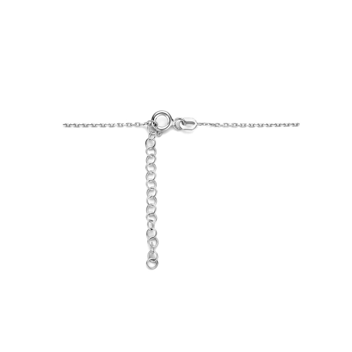 collier tussenstuk zirkonia 42 - 45 cm zilver gerhodineerd