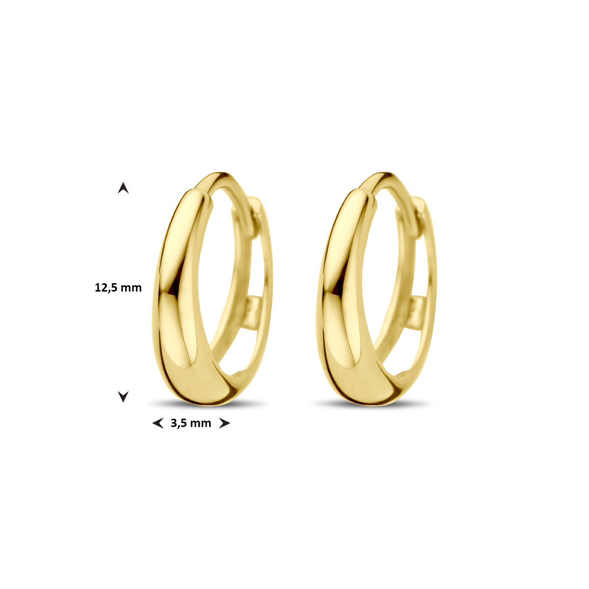 klapoorringen 12,5 mm 14K geelgoud