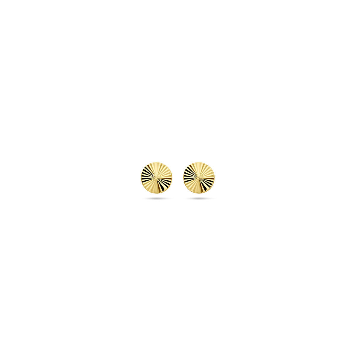 Geelgouden oorbellen met een gestructureerd, rond ontwerp en diamantachtige details van 4,0 mm.