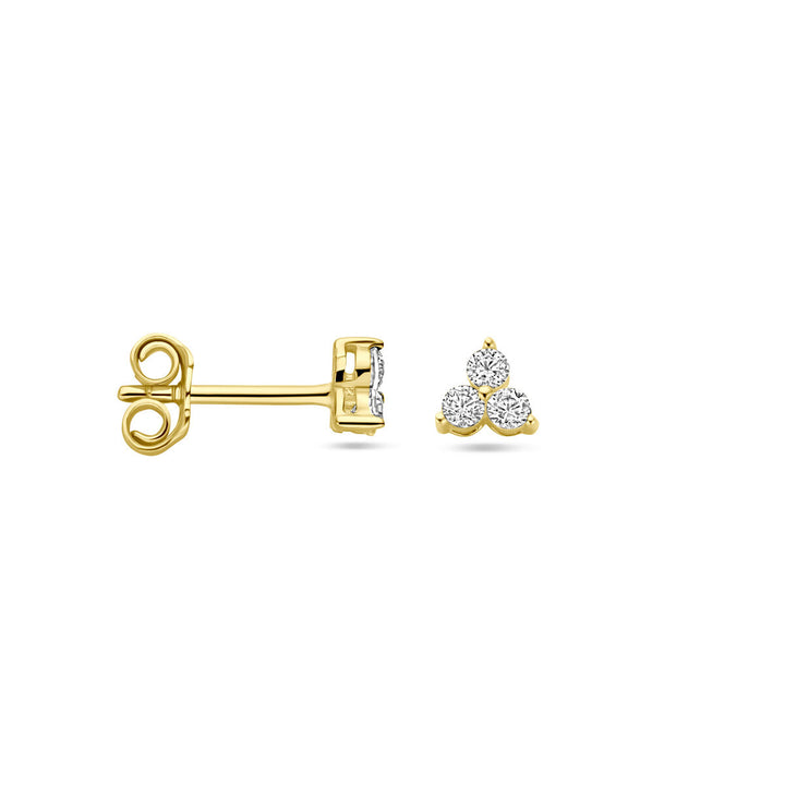 ear studs zirconia 14K yellow gold