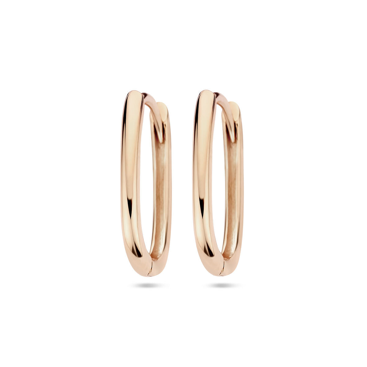 Klapoorringen in 14K roségoud met een paperclip-vorm en glanzende afwerking.