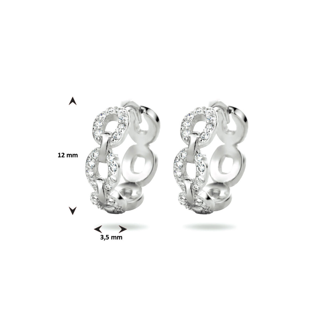 drop earrings link zirconia silver rhodium plated
