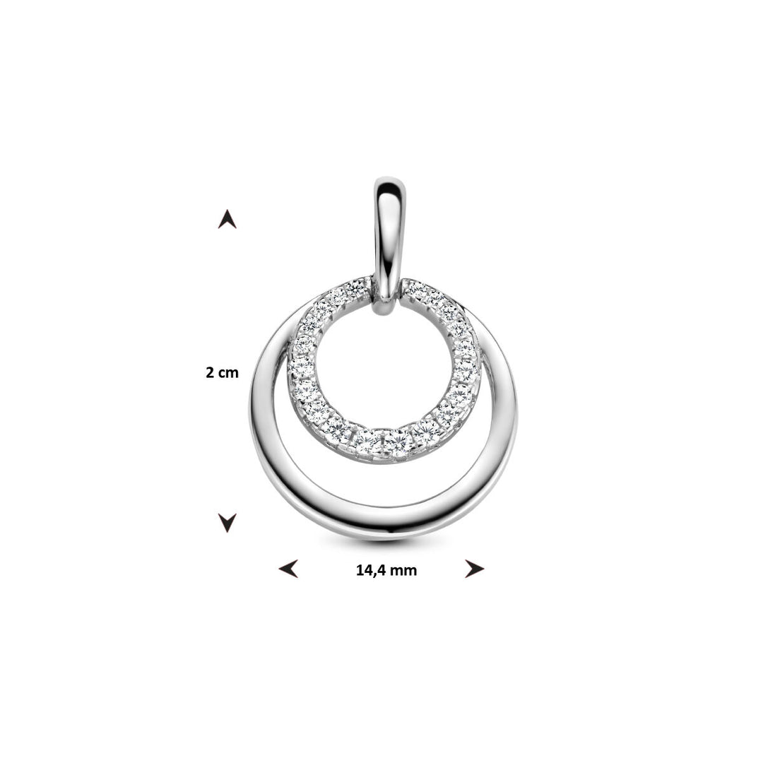 pendant circles zirconia silver rhodium plated