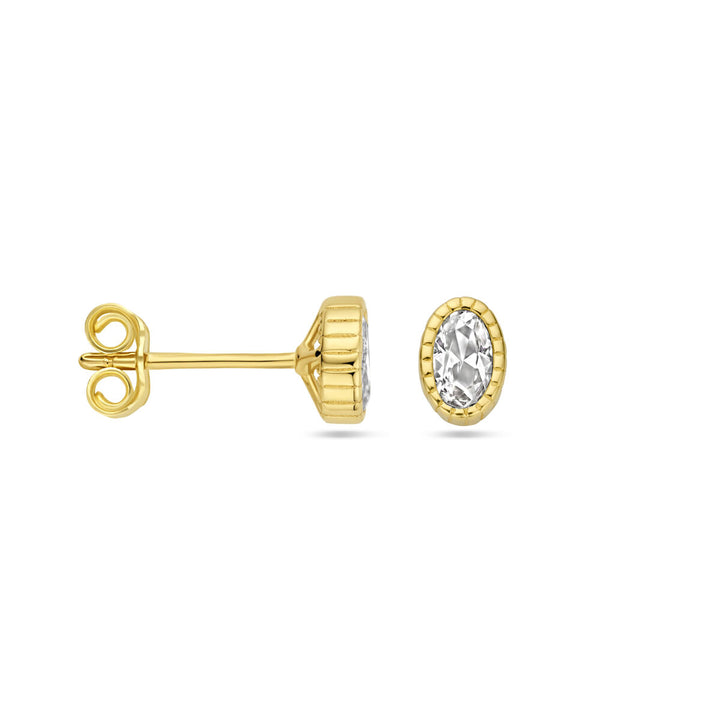 oorknoppen zirkonia 14K geelgoud