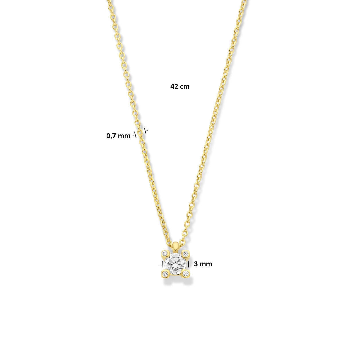 diamond necklace 42 cm 0.11ct h si 14K yellow gold