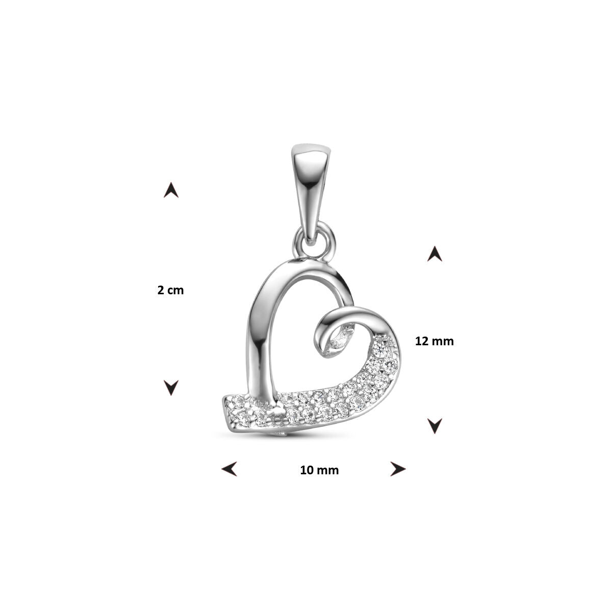 hanger hart zirkonia zilver gerhodineerd