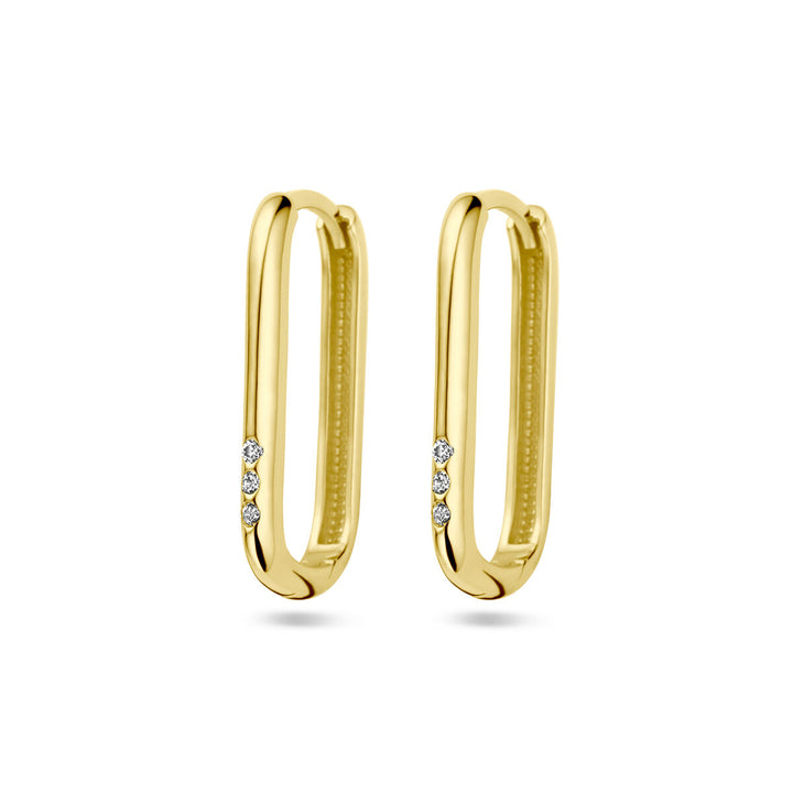 drop earrings paperclip zirconia 14K yellow gold