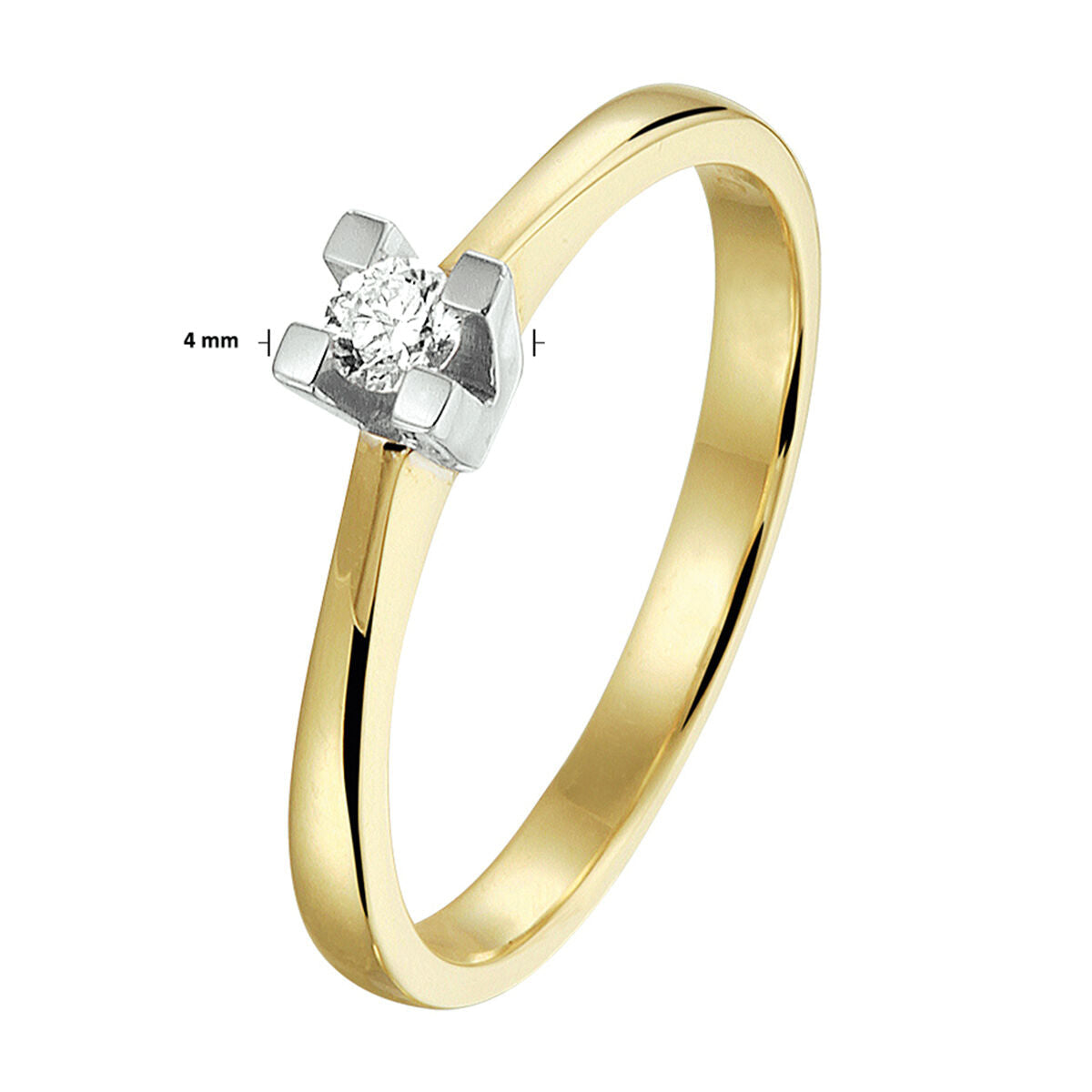 ring diamond 0.10ct h si 14K bicolor gold yellow/white