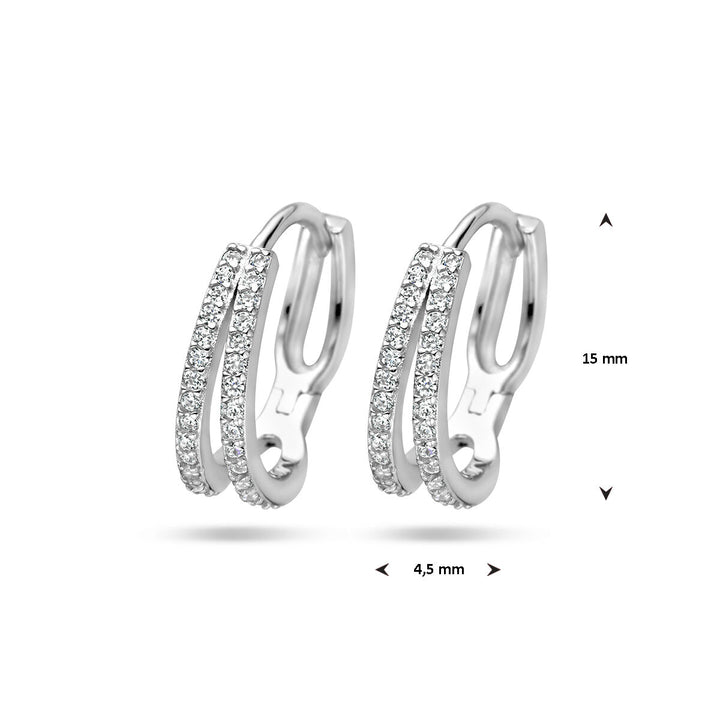 klapoorringen zirkonia zilver gerhodineerd