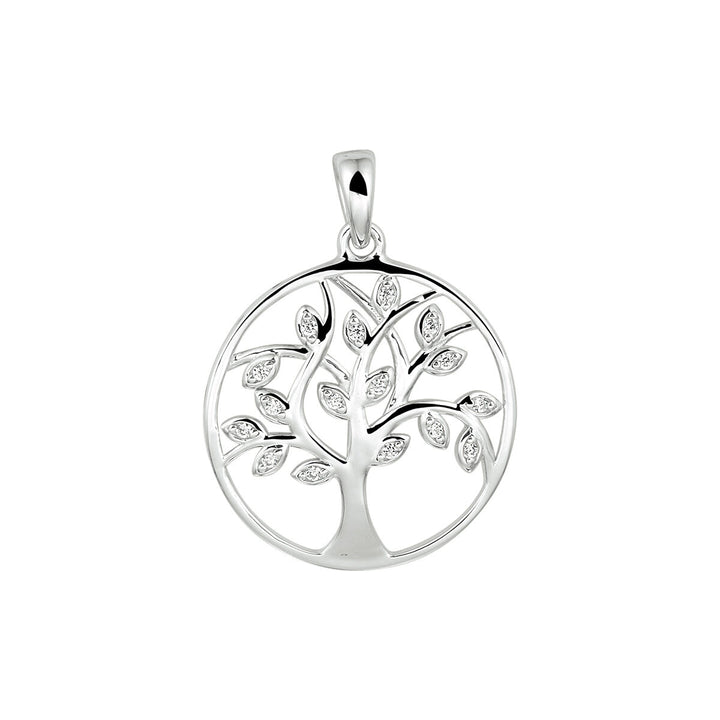 pendant tree of life zirconia silver rhodium plated