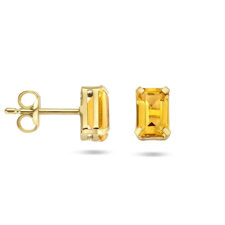 oorknoppen citrien 14K geelgoud