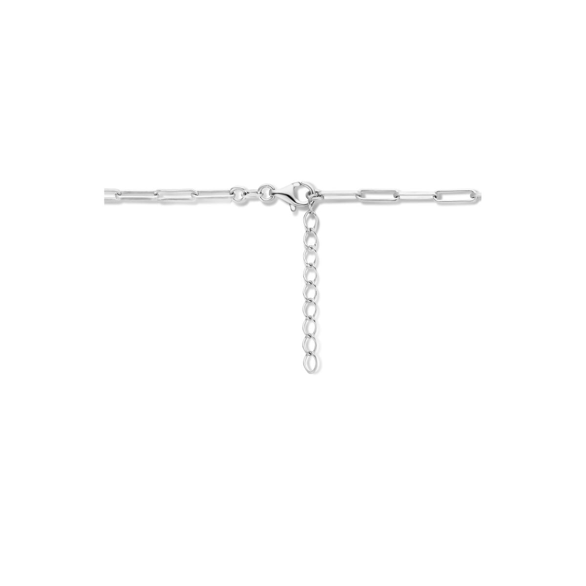 Zilveren ketting dames paperclip vierkante buis gerhodineerd